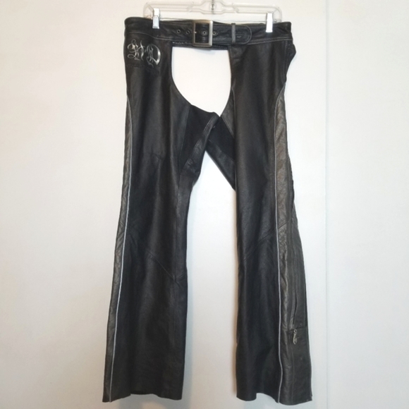 Harley Davidson Leather Motorcycle Chaps Pants Size Medium